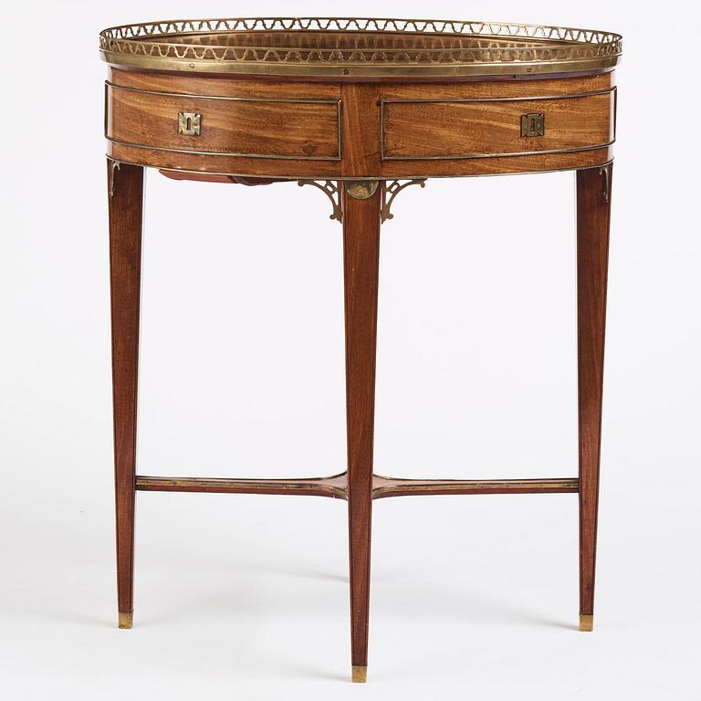 A late Gustavian mahogany  and gilt-brass table in the manner of C. D. Fick, Stockholm late 18th century.