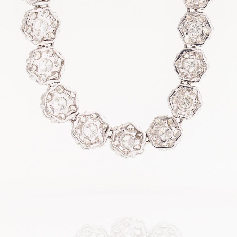 An 18K white gold necklace set with  diamonds totalling approx. 17.62 ct according to engraving. Foreign hallmarks.