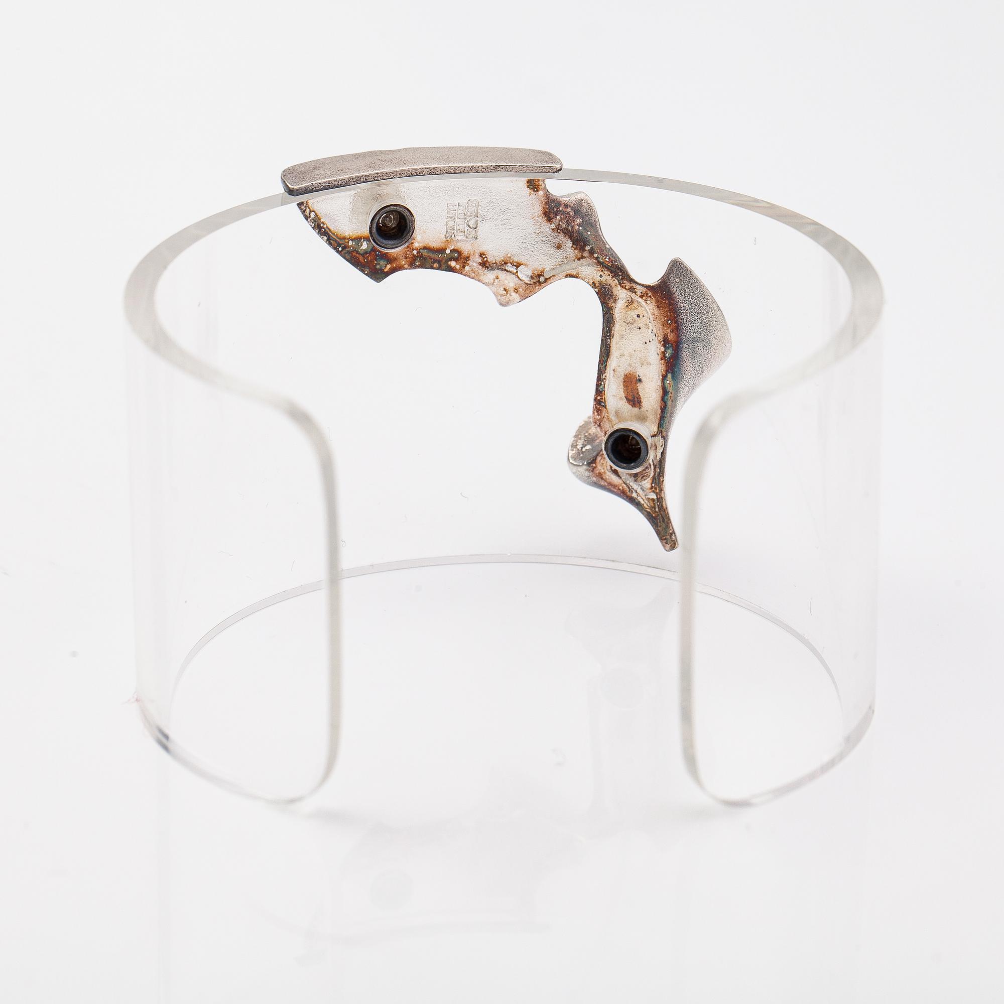 Björn Weckström, "Silver smoke", a sterling silver and acrylic bracelet. Lapponia 1988.
