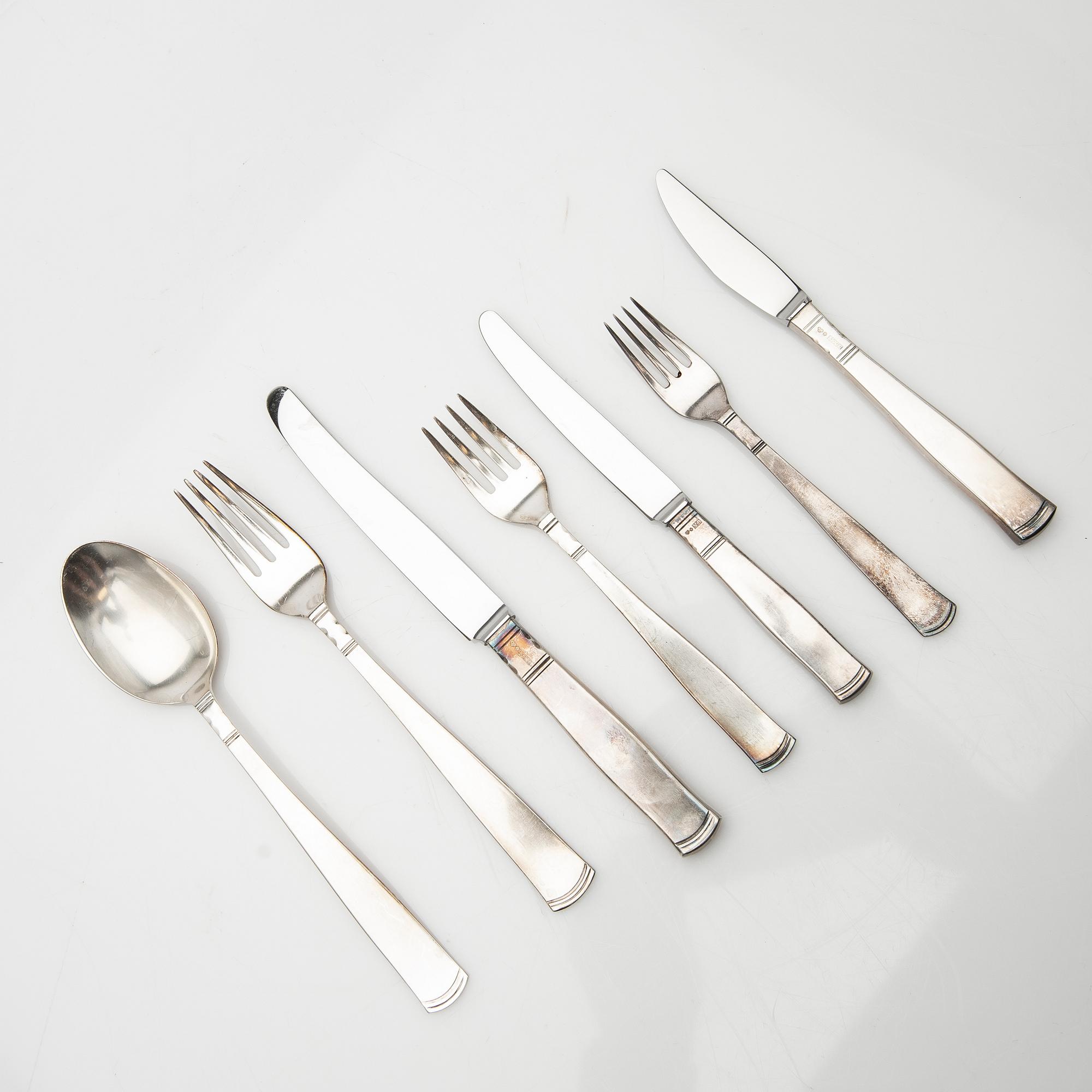 Jacob Ängman, Cutlery service, 85 pieces, "Rosenholm", CG Hallberg, Stockholm.
