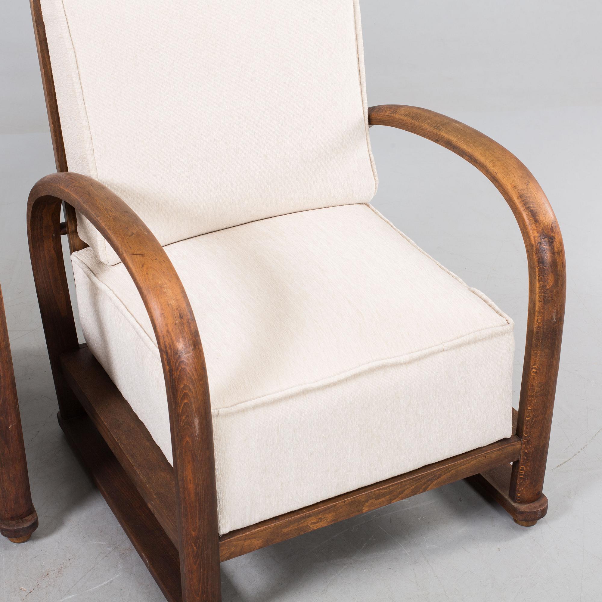 FÅTÖLJER, ett par, art-deco, etikettsmärkt; Vienna Pancota.