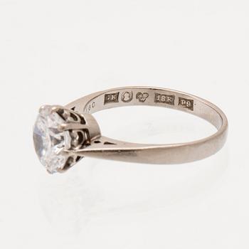 Diamant samt ring 18K vitguld med syntetisk sten G Kaplan Stockholm 1965.