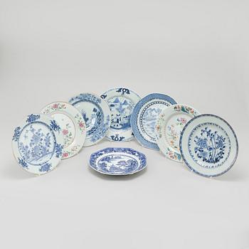 Eight plates, porcelain, China.