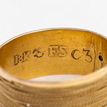 An 18K gold ring, maker's mark FS, 1809. Possibly Friedrich Silber, Karlskrona, Sweden.