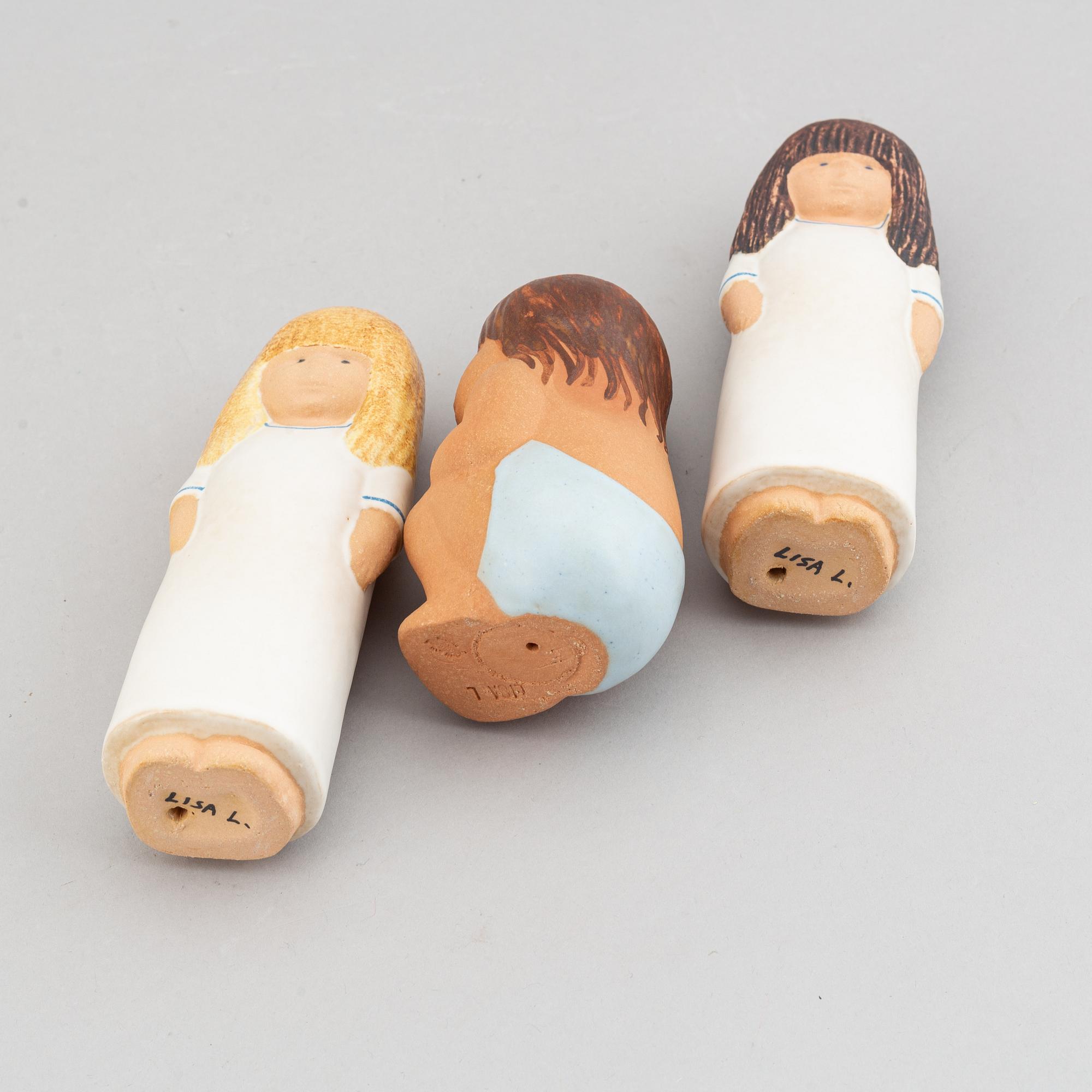 Lisa Larson, eight stoneware figurines, seven for K-Studion, Gustavsberg.