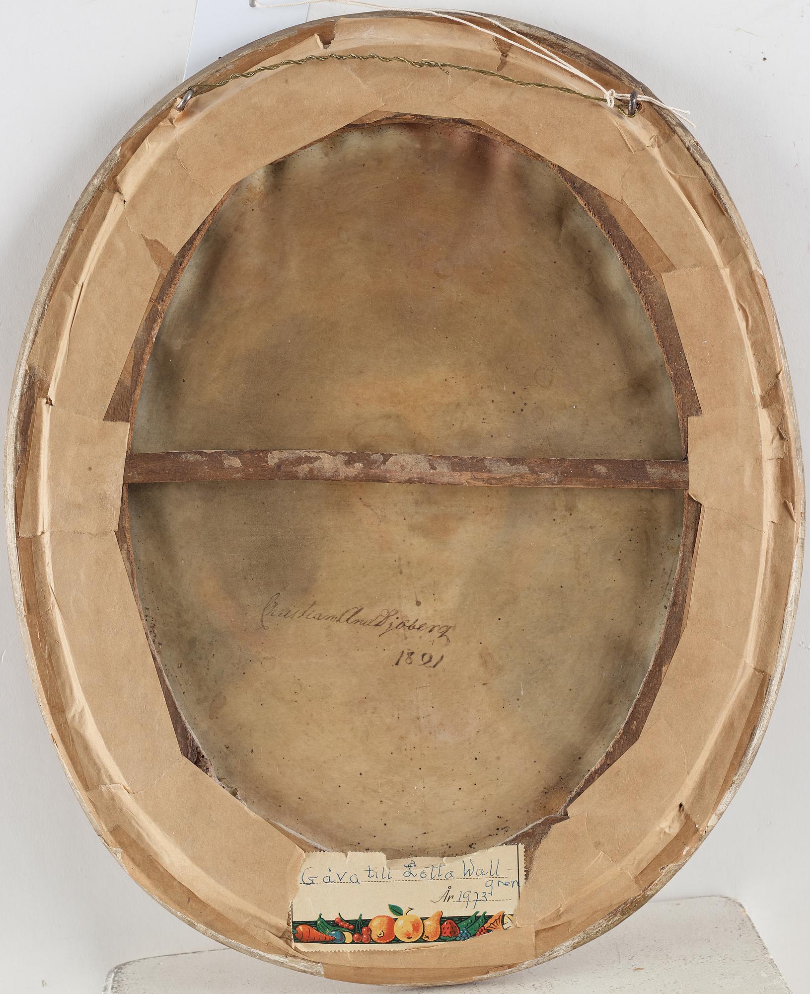UNKNOWN ARTIST, 18/19th Cenrury, pastel, signerad Christian Sjöberg and dated 1821 verso.