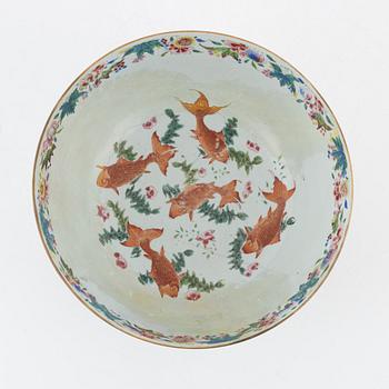 A Chinese famille rose punch bowl, Qing dynasty, Qianlong (1736-95).