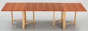 A Bruno Mathsson 'Maria' teak and birch gate-leg table by Firma Karl Mathsson, Värnamo 1965.