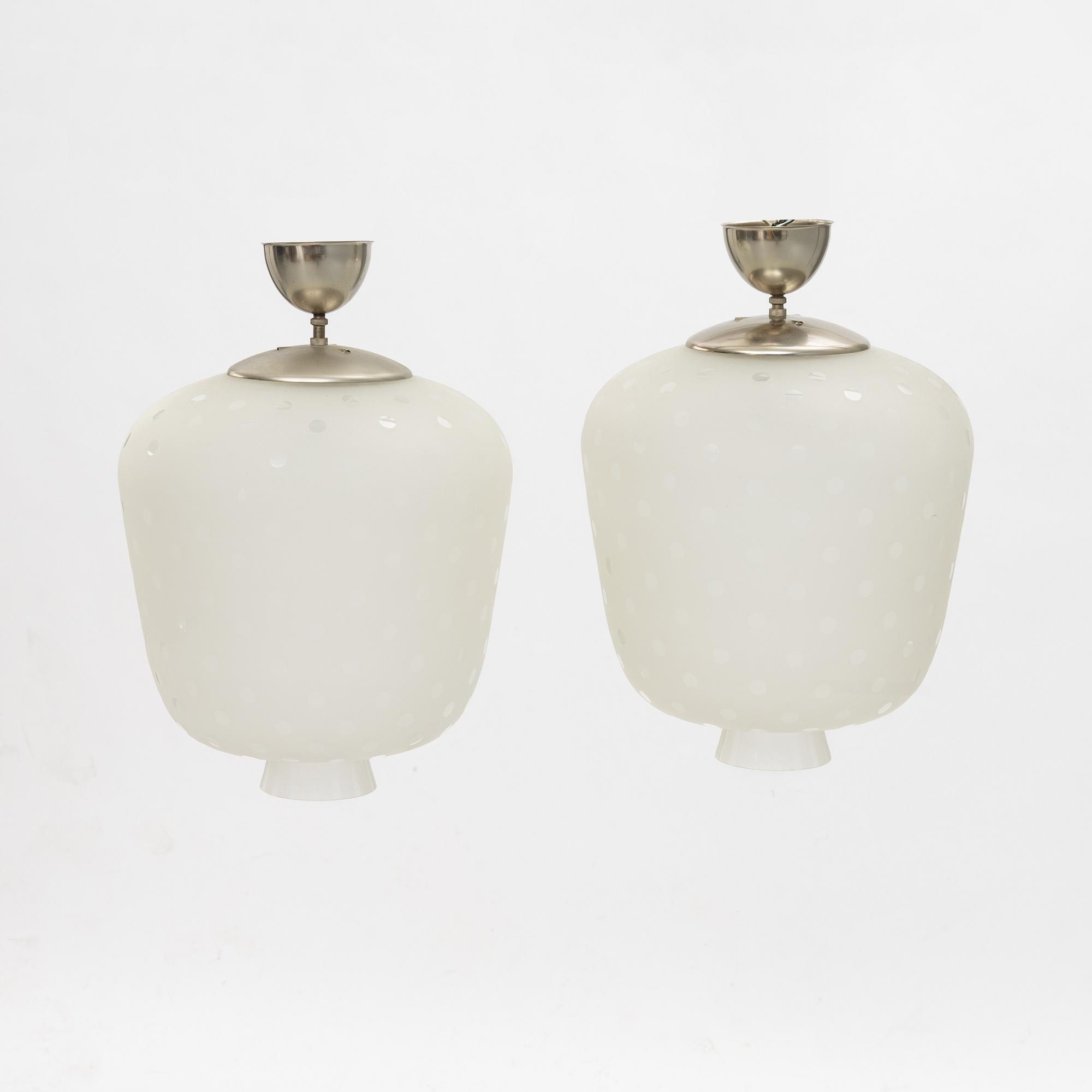 Flygsfors Glasbruk, taklampor, ett par, 1940/50-tal.