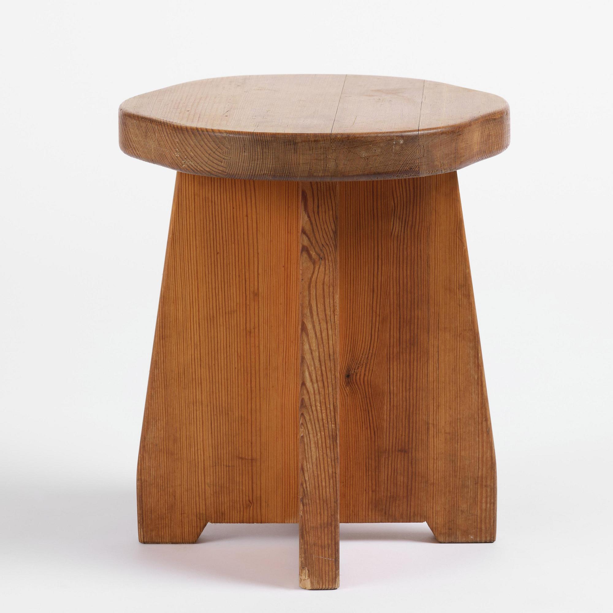 David Rosén, a stained pine "Berga" stool, Nordiska Kompaniet, Sweden, 1940s.