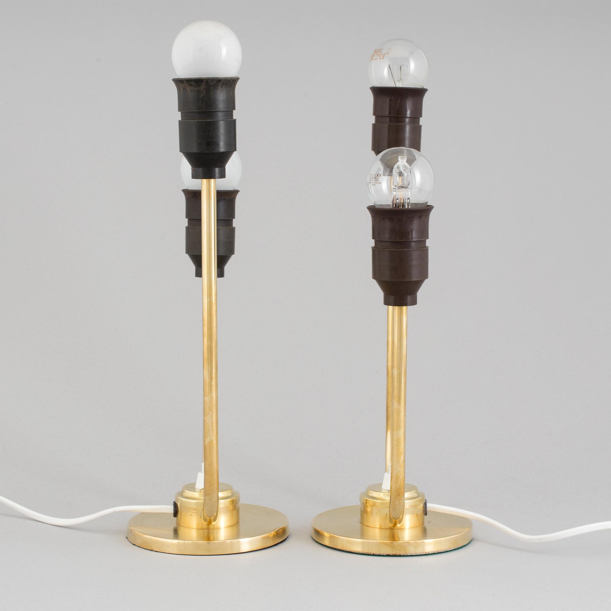A pair of brass table lights, 1940's.