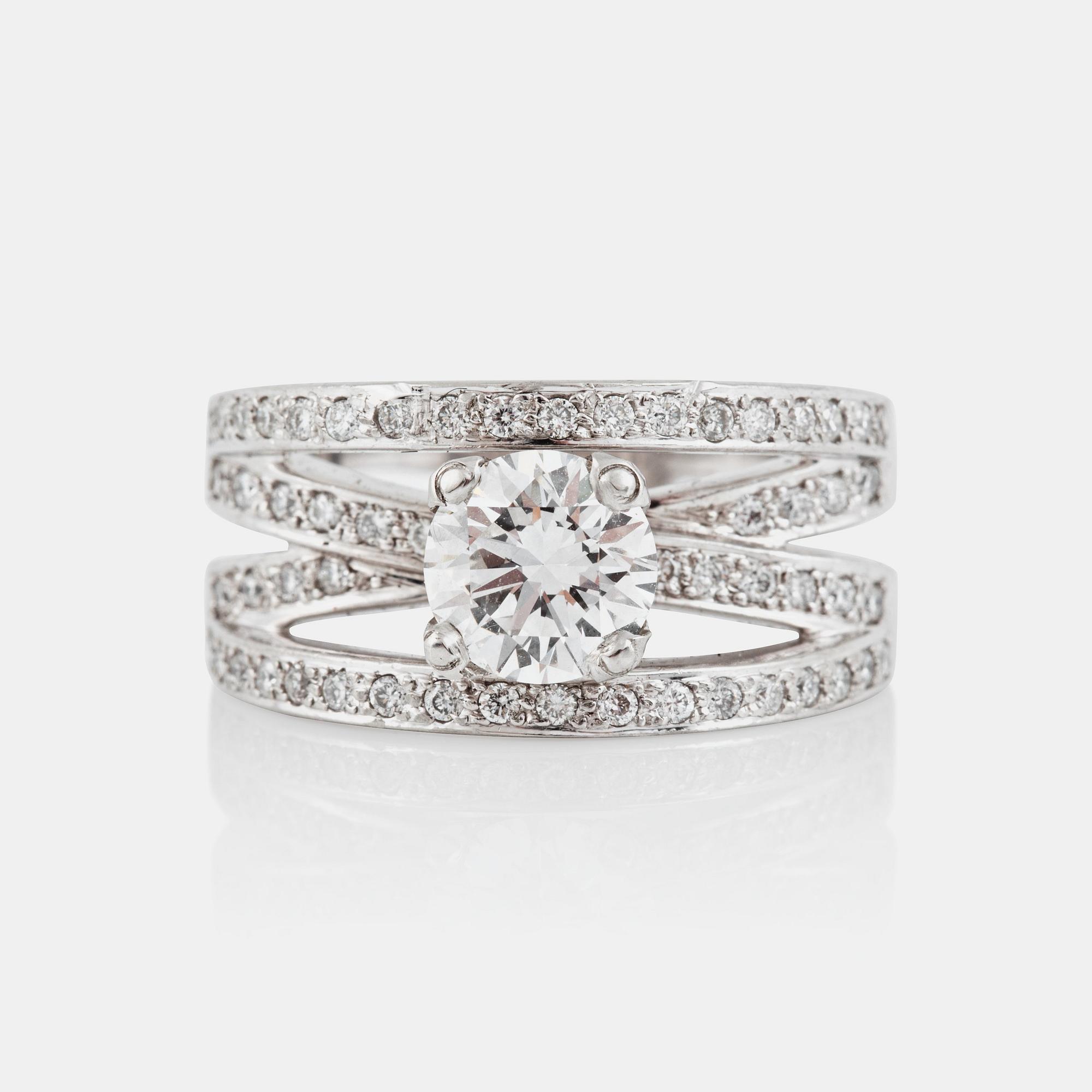 RING med briljantslipad diamant, circa 1.33 ct, kvalitet ca G/VVS.