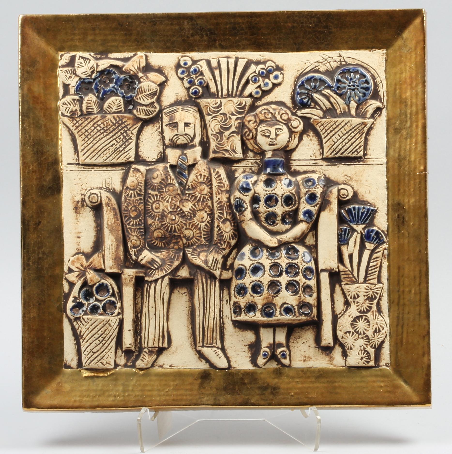 VÄGGRELIEF, stengods, Lisa Larson, Gustavsberg.