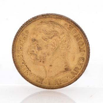 Gold coin, Frederik VIII, Denmark, 1909.