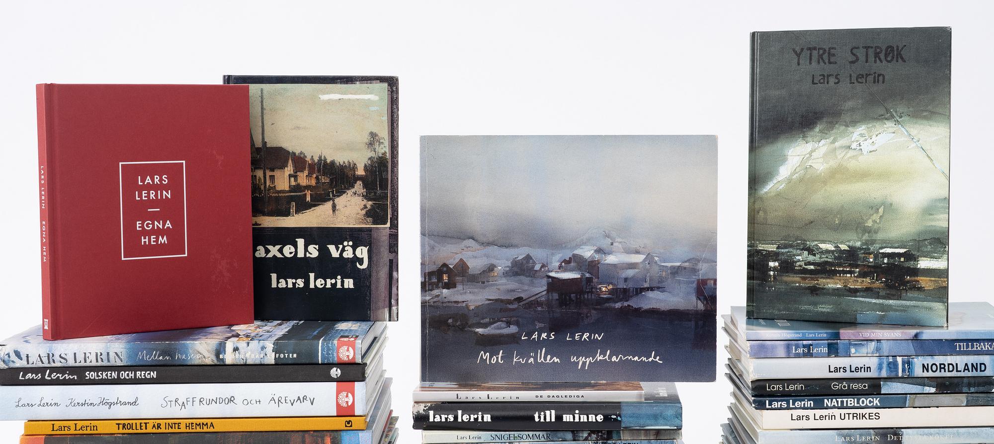 Lars Lerin, a collection of 76 books, of which four with signature and dedication from the author.