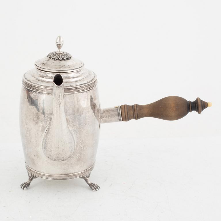 A Swedish Silver Empire Coffee Pot, mark of Gustaf Folcker, Stockholm 1817.