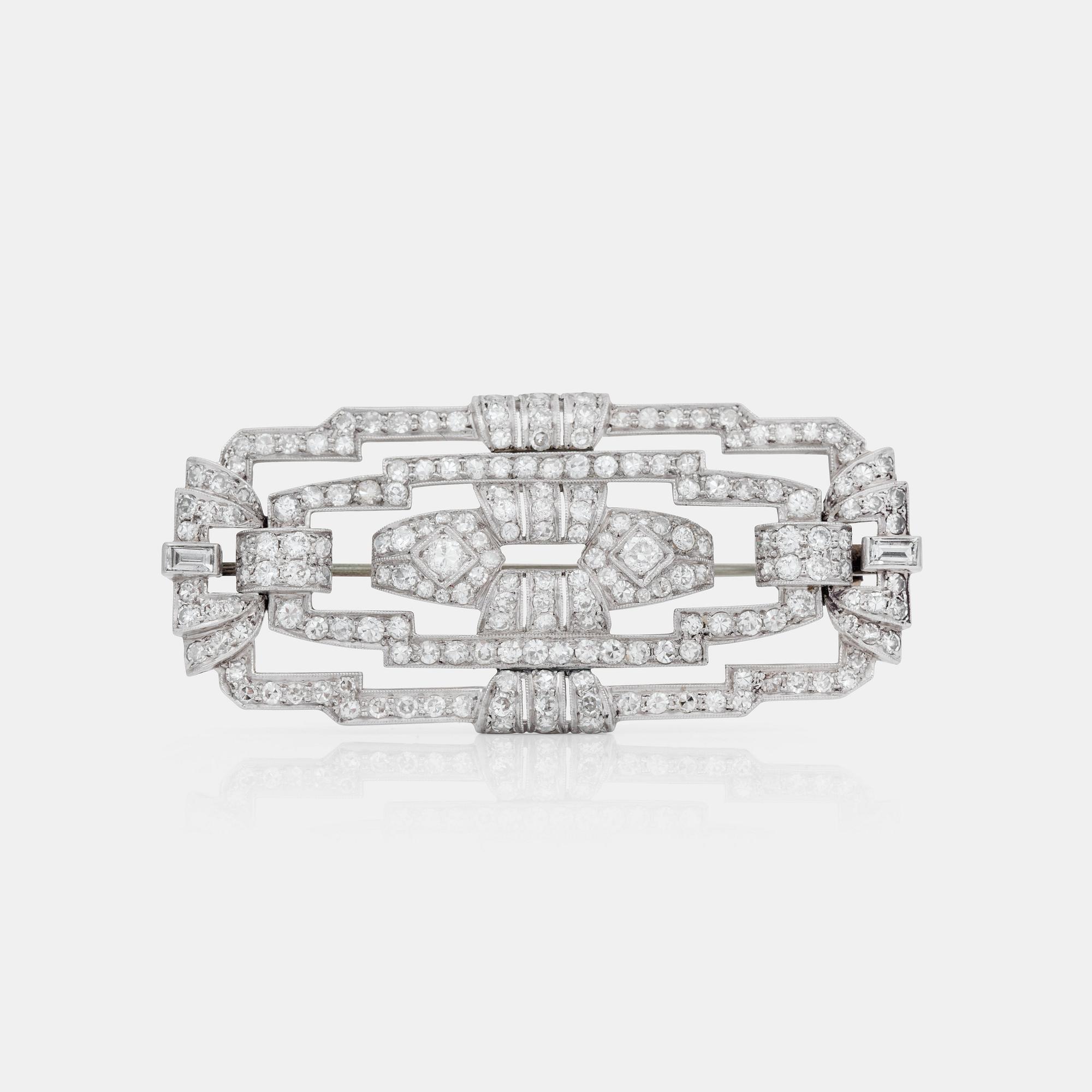 An Art Deco single-cut diamond brooch.