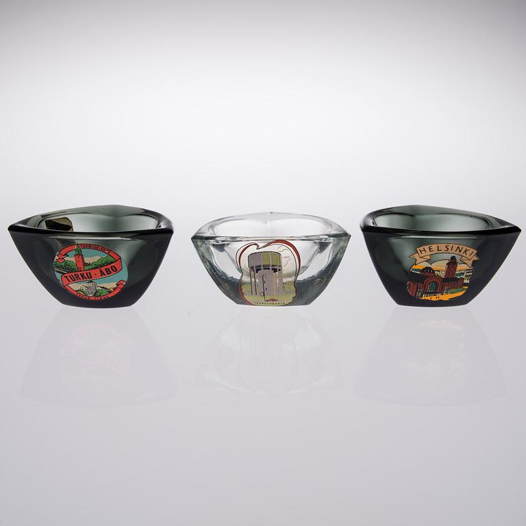 KAJ FRANCK, skålar 11 st, glas, "Häränsilmä", model 6606, Notsjö. I produktion 1956-71.
