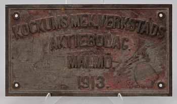 MASKINSKYLTAR, 4 st, mässing resp gjutjärn, Sverige 1903-1918.