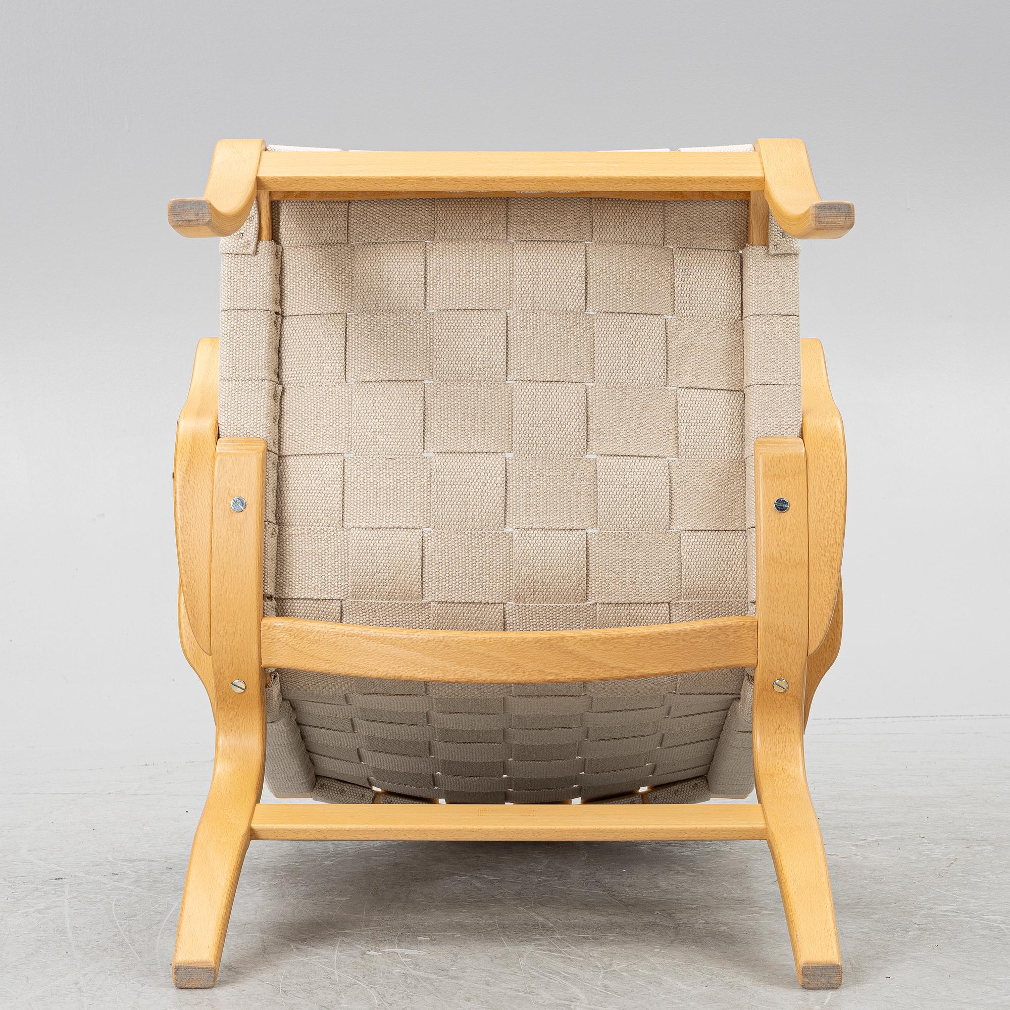 Bruno Mathsson, fåtölj/karmstol, "Eva", Firma Karl Mathsson, sent 1900-tal.