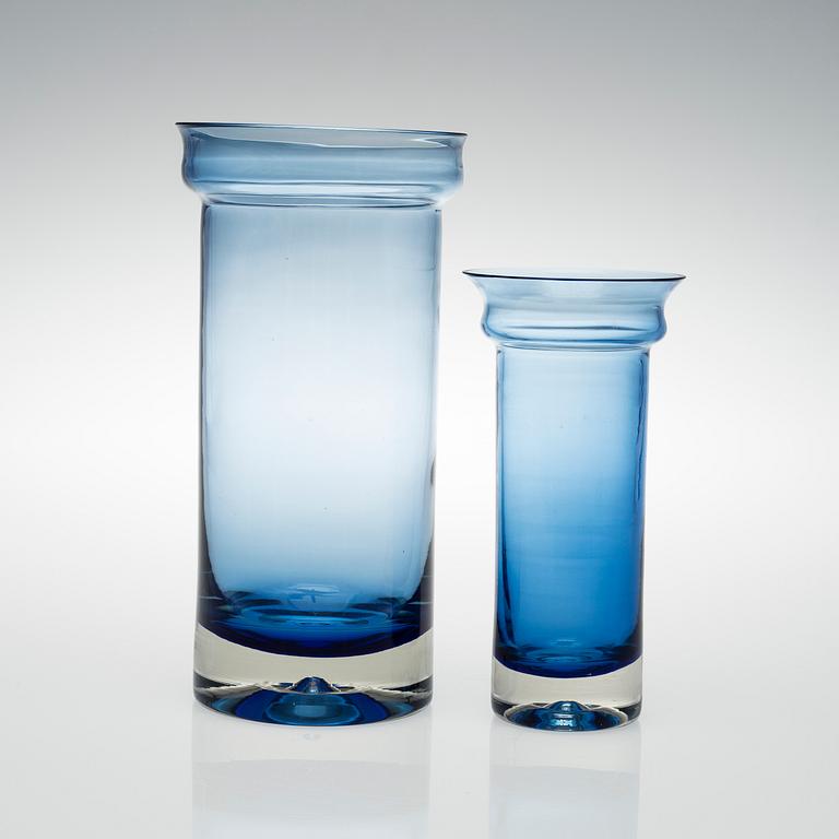 NANNY STILL, TWO GLASS VASES, "Rondo", signed Nanny Still Riihimäen Lasi oy. 1960s.