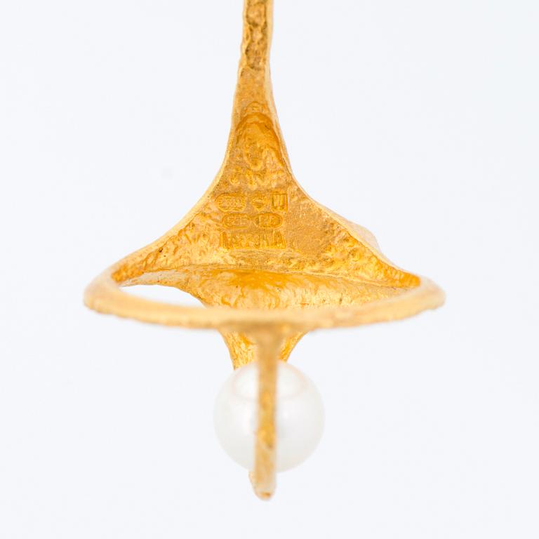 KORVAKORUT, viljellyt helmet, 14K kultaa. Lapponia 1994.