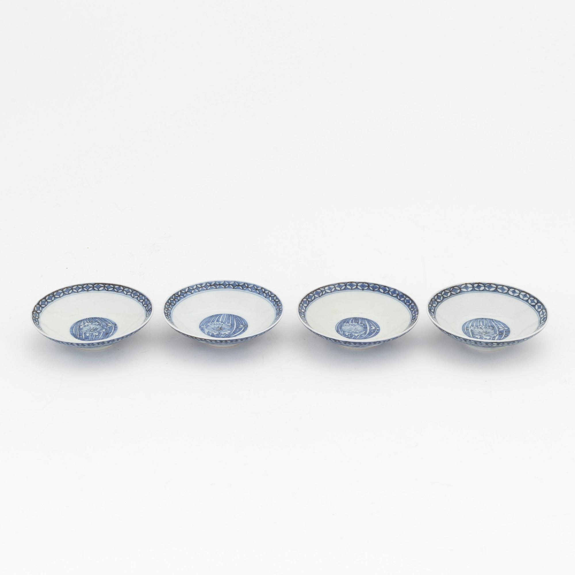 A set of four Japanese blue and white covers, Edo (1603-1868).