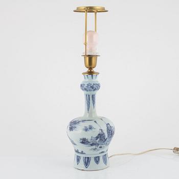 A faience table light/vase, Delft, Holland, 18th Century.
