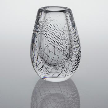 A glass vase by Vicke Lindstrand for Kosta, signed and dated 1955.