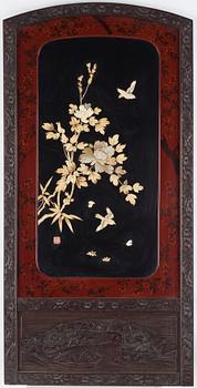 A Japanese wooden panel/screen, 20th century.