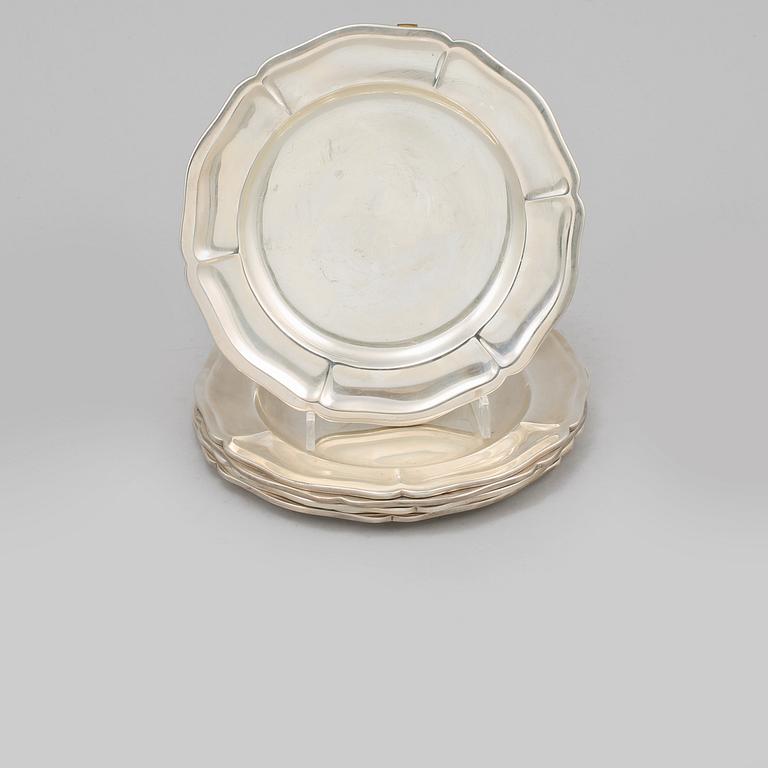 ASSIETTER, 6 st, silver, Mexico, 1900-tal, vikt 1180 gram.