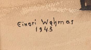Einari Wehmas, akarelli, signeerattu ja päivätty 1943.