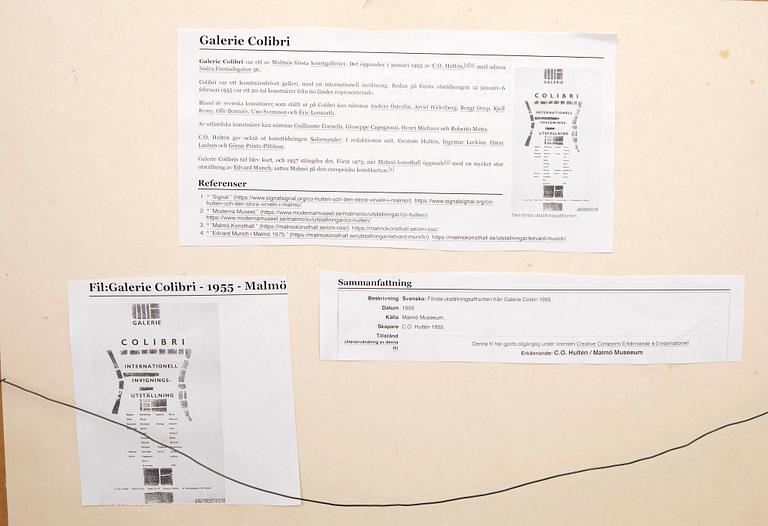 Poster for Galerie Colibris' first exhibition 1955.