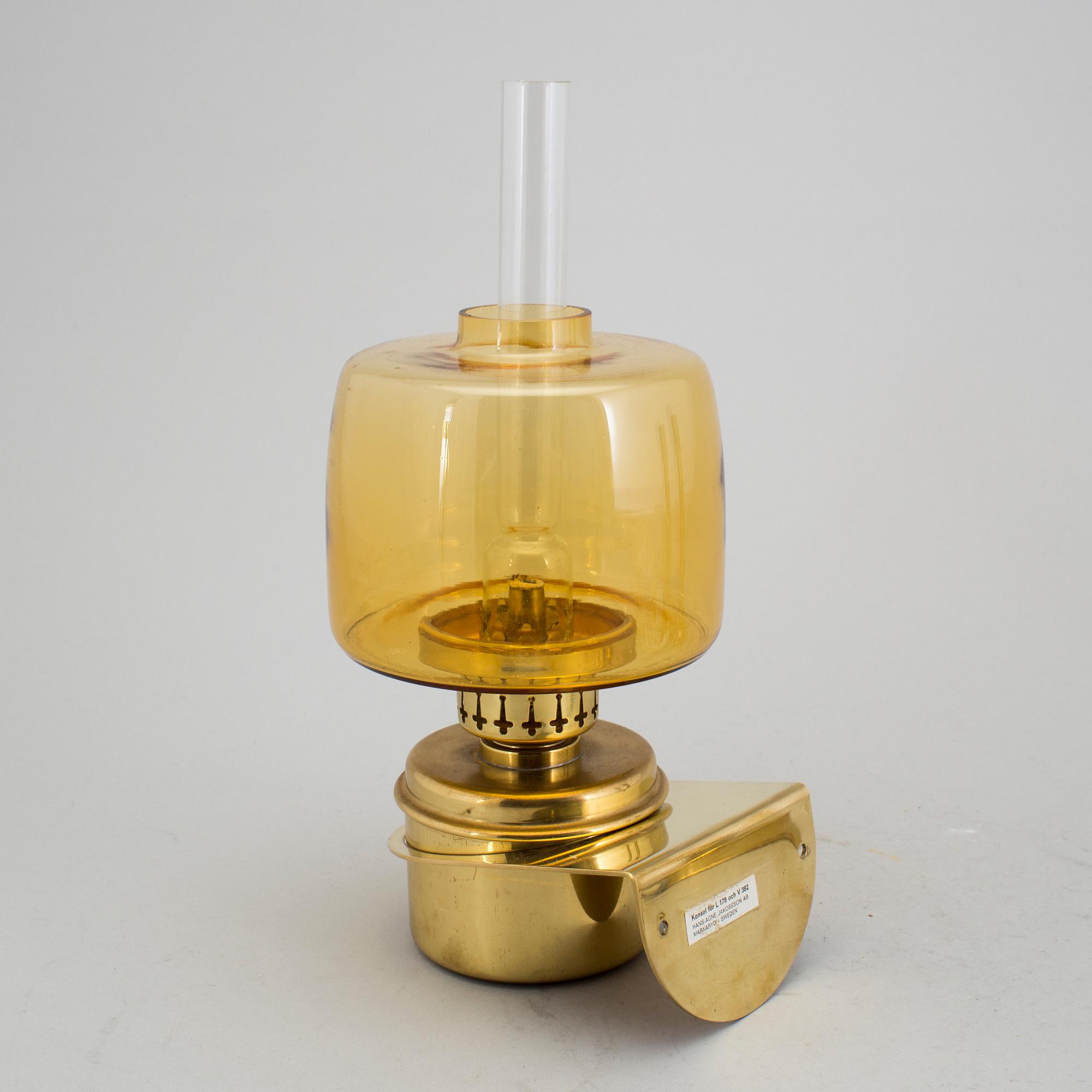 A HANS-AGNE JAKOBSSON wall paraffin lamp, Markaryd Sweden, second half of the 20th century.