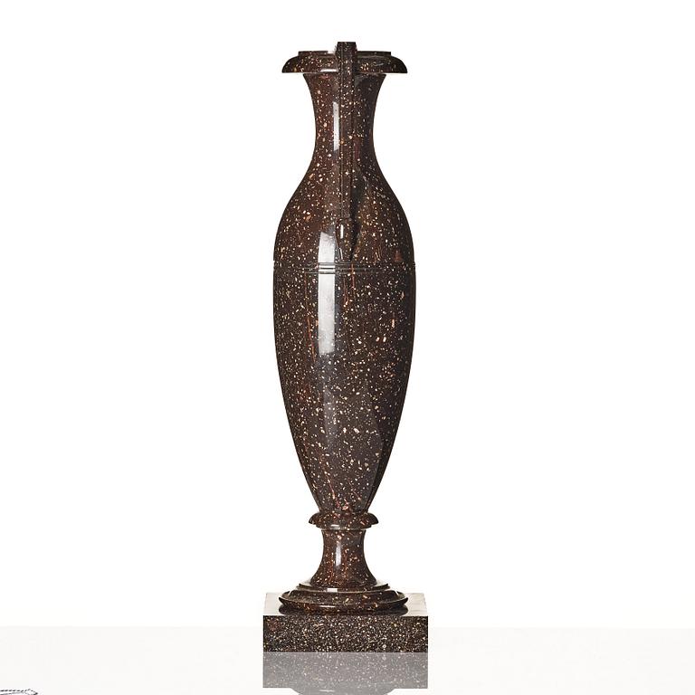 A Swedish Empire porphyry urn, first part of the 19th century.