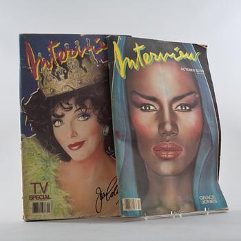 TIDSKRIFTER, 2 st,  "Interview", Andy Warhol, efter,  september och oktober, 1984.