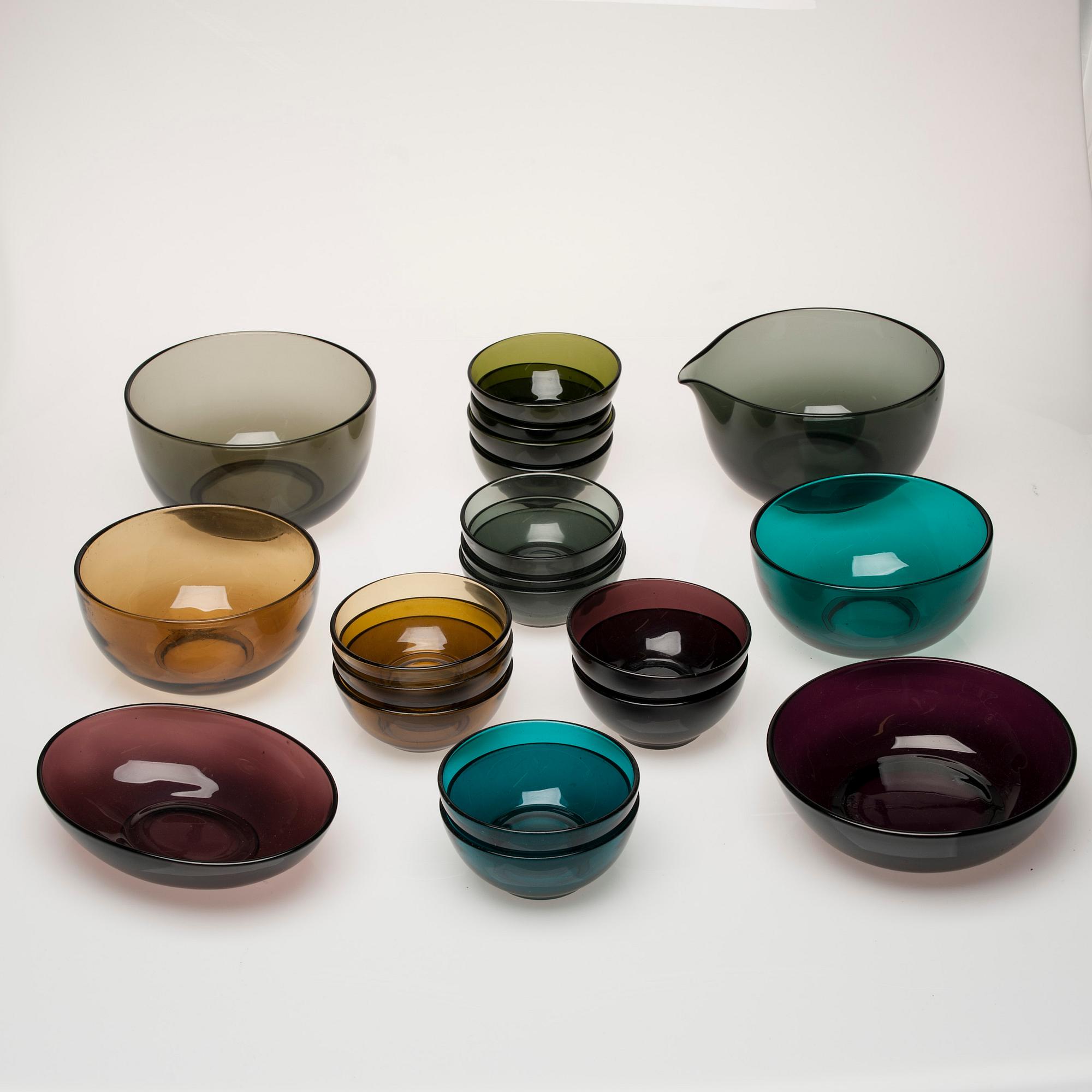 SERVISDELAR, 20 st, glas, Kaj Franck, 1950-70-tal.