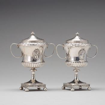 Pehr Zethelius, sockerskålar, ett par, silver, Stockholm 1799. Sengustavianska.