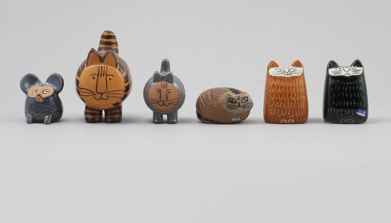 FIGURINER, 6 st, stengods, Lisa Larson, Gustavsberg, 1900-talets fjärde kvartal.