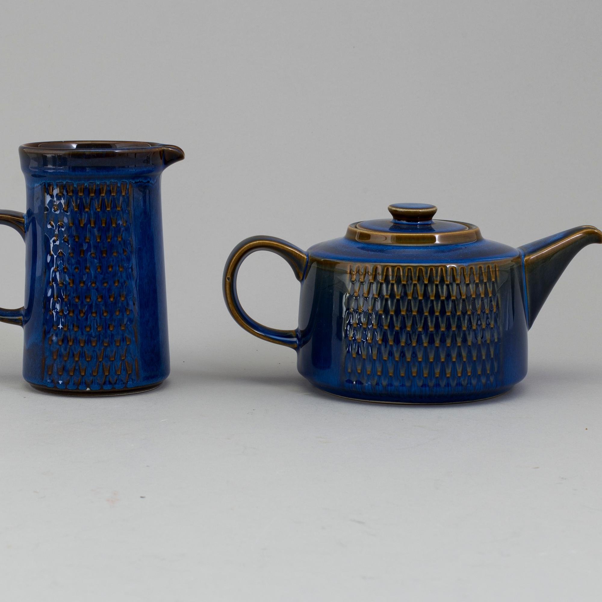 TESERVIS, 28 delar, stengods, Søholm Stentøj, Bornholm Danmark, 1960/70-tal.