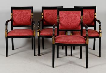 KARMSTOLAR, 4 st, empirestil, 1900-talets andra hälft.