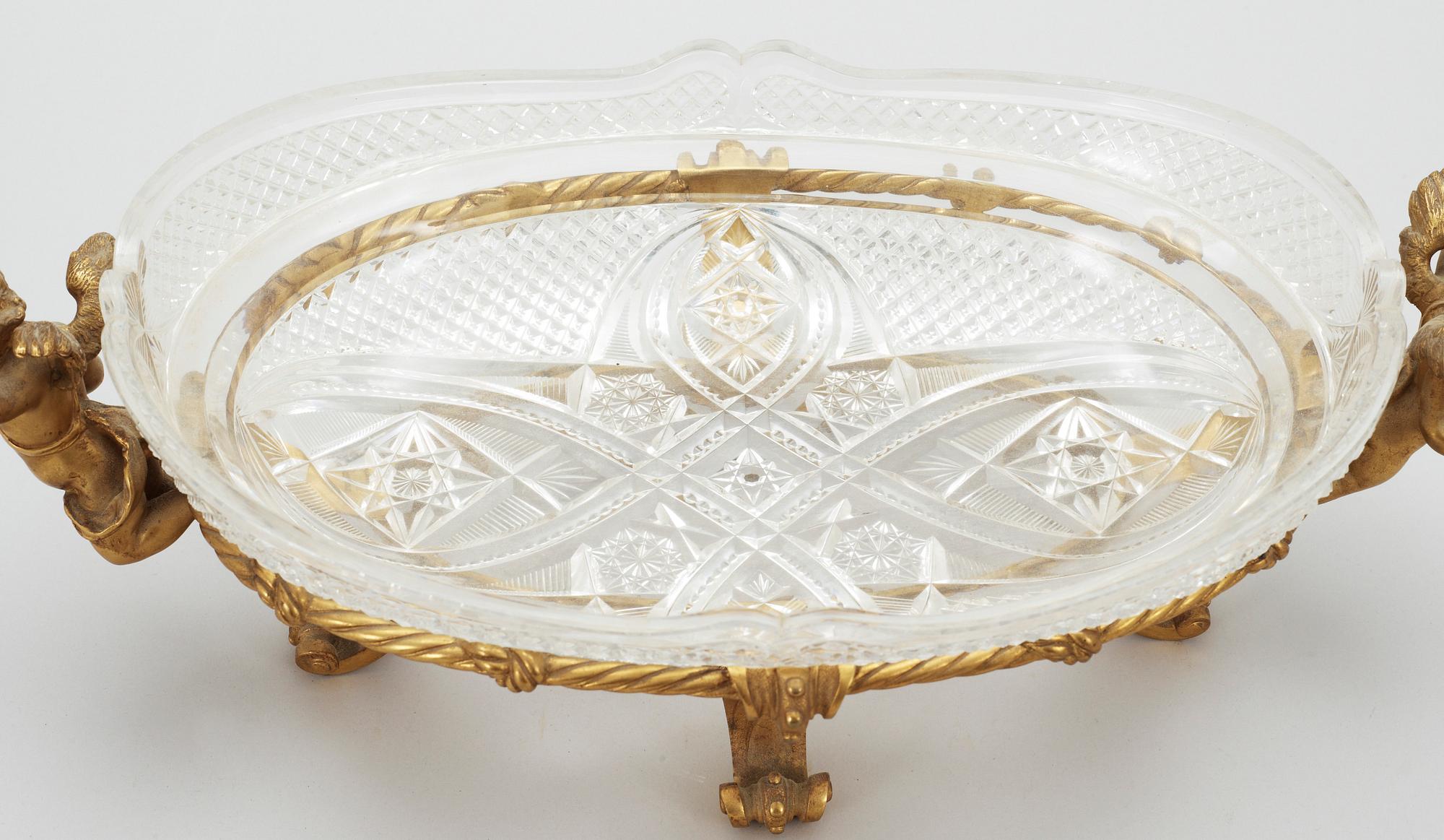 JARDINÄR, glas samt förgylldbrons, eklekticism, sent 1800-tal.