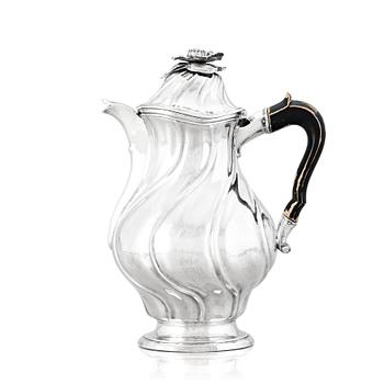 A Swedish Rococo silver coffee-pot, mark of Petter Lund, Stockholm 1761.