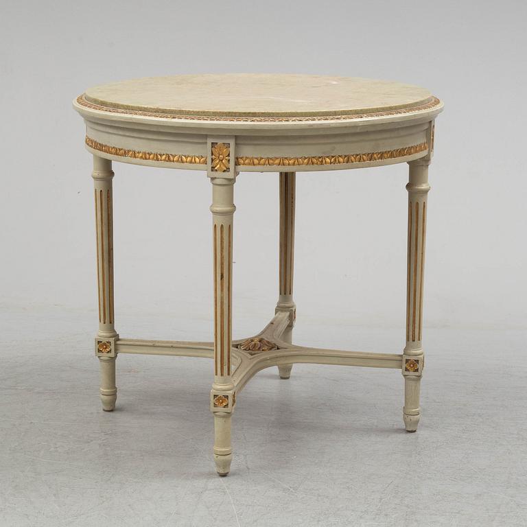 A sofa, four chairs and a table, gustavian style, early 20th century.