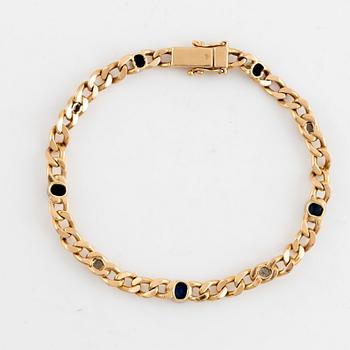 Armband, 18K guld pansarlänk med briljantslipade diamanter och safirer, Balestra.