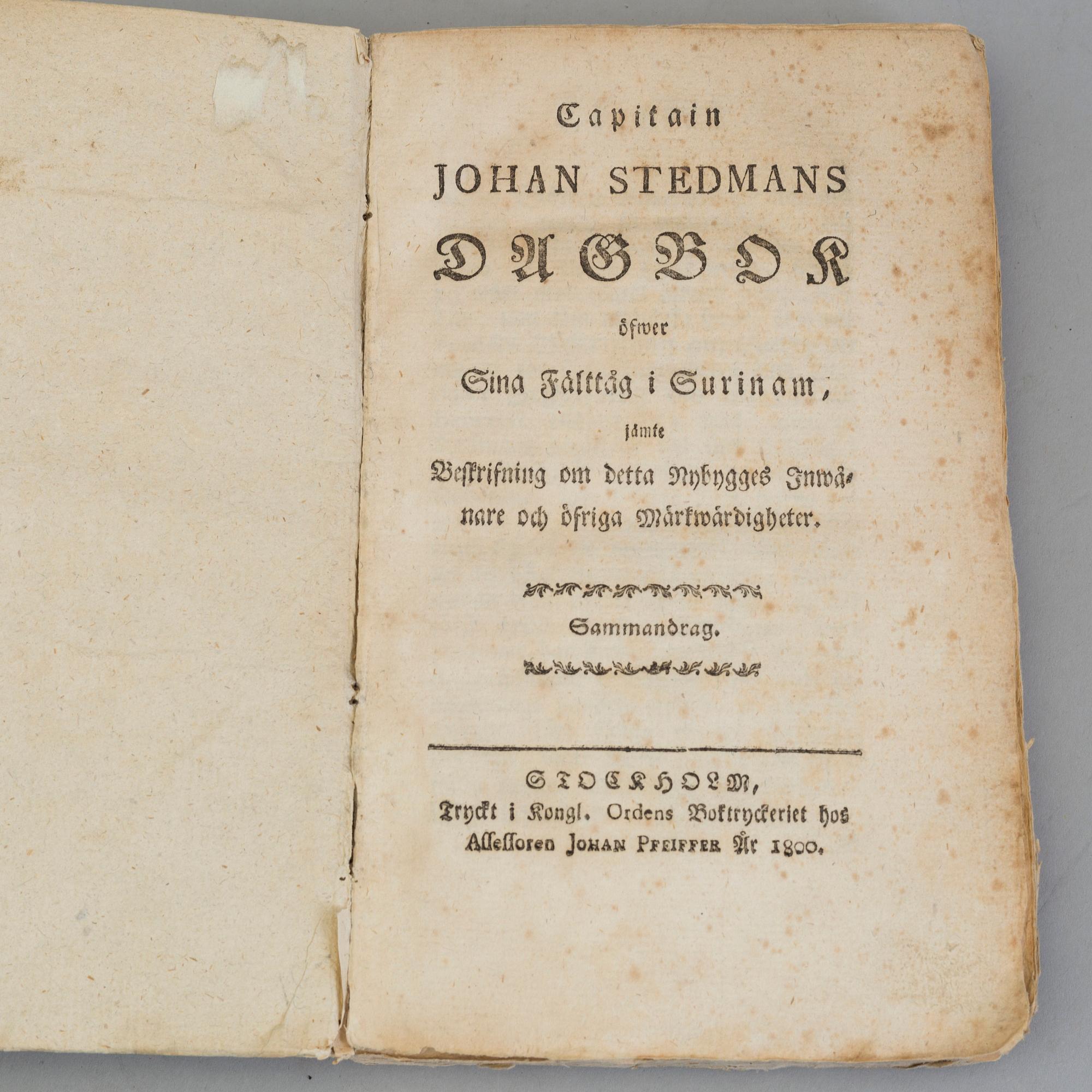 A BOK, John Stedman, Stockholm 1800.