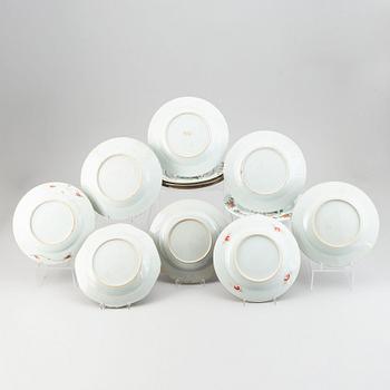 13 famille rose export porcelain plates, Qing dynasty, Qianlong (1736-95).