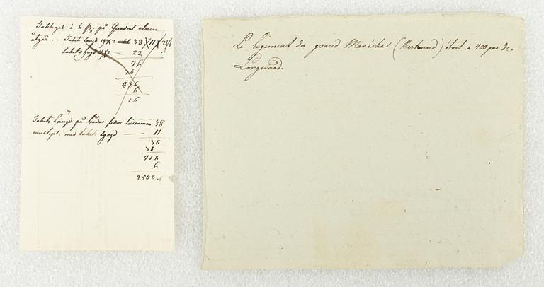 Drawings of plans and buildings, 8 pieces, 17th/18th century, including "Dessein till En Byggnad på landet"".