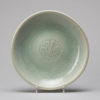 A celadon glazed dish, Thailand, Sawankhalok, 16/17th Century.