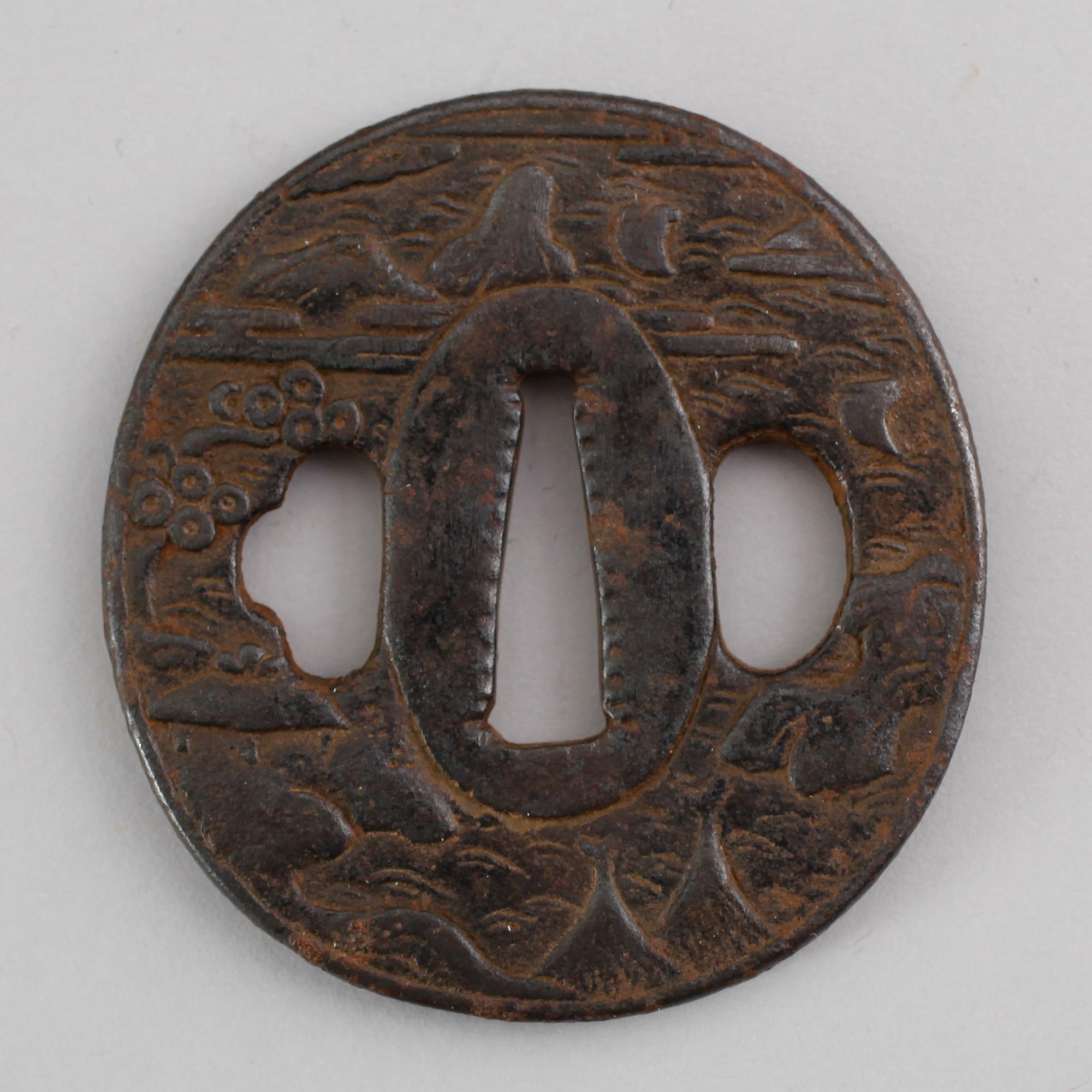 TSUBA, järn, Soyo, tidig Edo, (Edo 1603-1868), signerad.